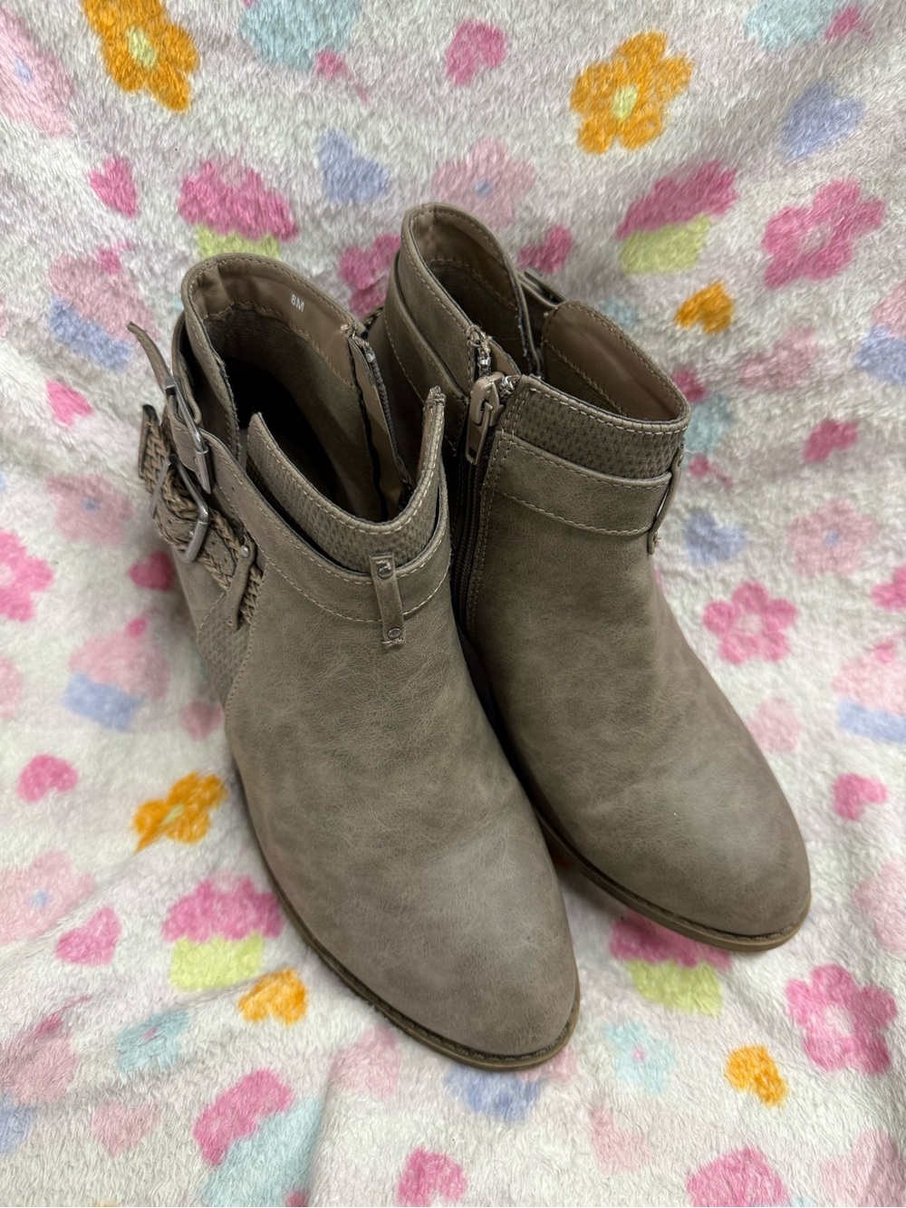 Jellypop Gray Ankle Booties with Side Zip & Buckle